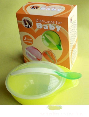 圭皎單耳嬰兒吸盤碗黃色