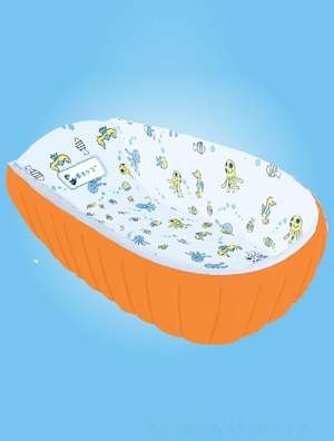 嬰泳少飛嬰兒充氣洗澡盆粉色