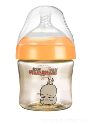 矇矇兔綠色寬口弧形無柄PP奶瓶180ml