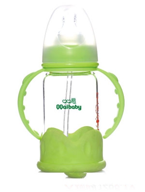 Q0愛(ài)標(biāo)口徑雙柄晶鉆玻璃奶瓶120ML