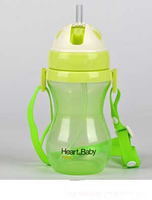 亨特貝貝PP吸管杯360ml手柄黃色