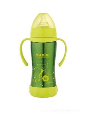 優(yōu)樂寶寬口徑不銹鋼保溫有柄自動奶瓶180ML