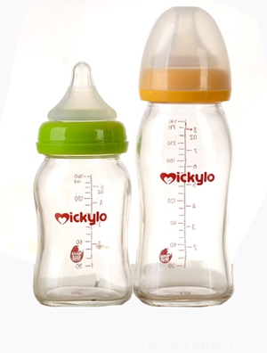 米奇樂晶鉆玻璃寬口自動(dòng)奶瓶150ml