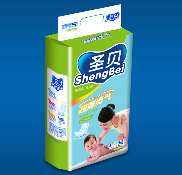 圣貝超薄透氣紙尿片S號(hào)38片