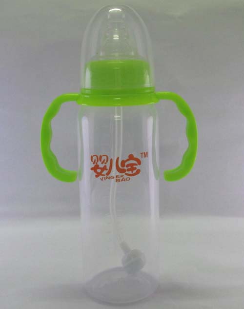 嬰兒寶240ml標口徑直身自動手柄奶瓶綠色