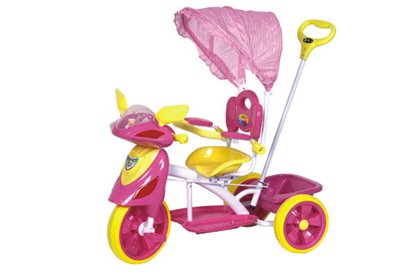 金六一粉色三輪卡通童車