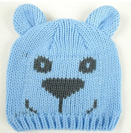 幼之戀卡通熊幼兒帽藍色