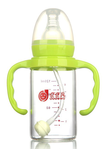 豆豆我120ml標(biāo)口帶柄玻璃奶瓶
