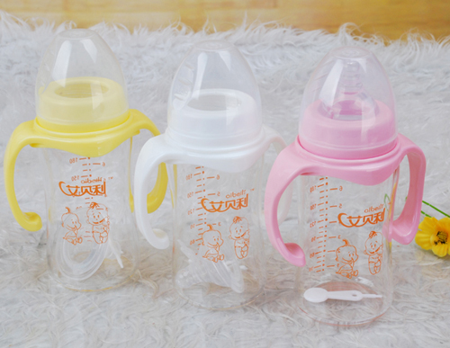 艾貝利晶鉆寬口徑帶柄玻璃奶瓶240ml