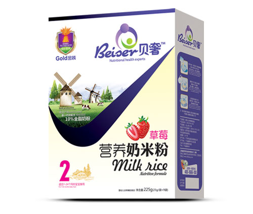 貝奢草莓營(yíng)養(yǎng)奶米粉2段