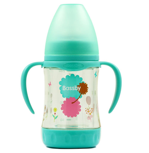貝斯比寬口弧形晶鉆玻璃防爆兩用奶瓶120m綠色(PPSU防護(hù)套)