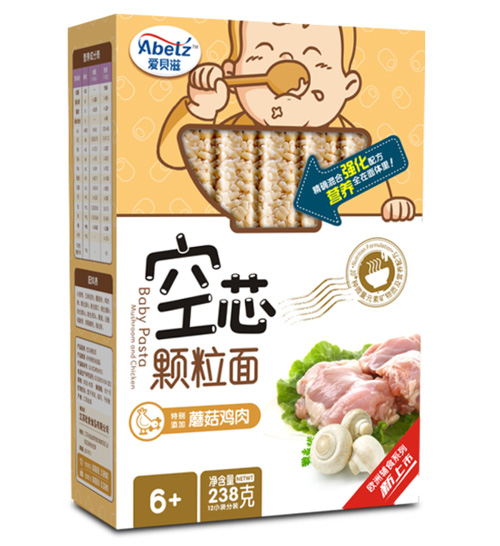 愛貝滋蘑菇雞肉空芯顆粒面
