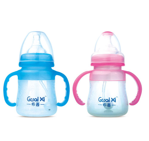 乖喜寬口徑有耳自動硅膠奶瓶150ML G1068