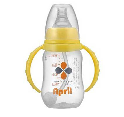 愛普麗標(biāo)口弧形奶瓶120ml黃色