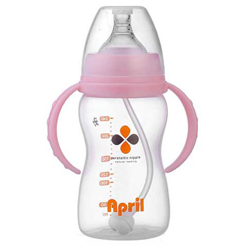 愛普麗寬口弧形奶瓶240ml粉色