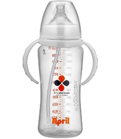 愛普麗寬口弧形奶瓶360ml白色