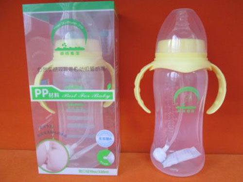 苗哺專家寬口雙耳帶自動吸管pp奶瓶330ml