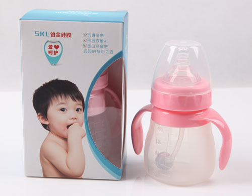 斯凱爾鉑金硅膠奶瓶粉紅色