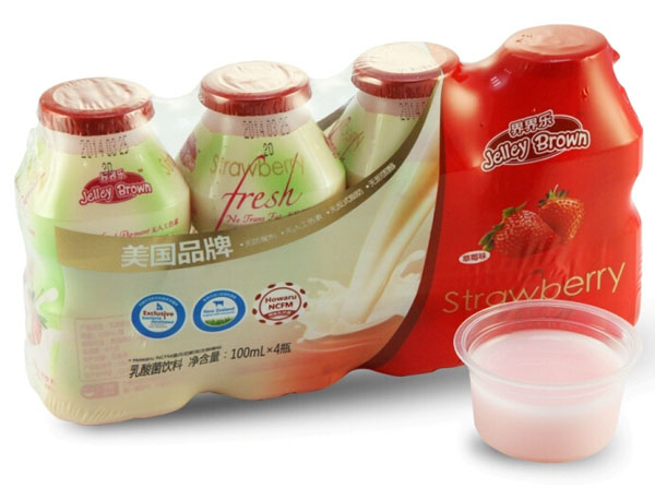 界界樂(lè)草莓味乳酸菌飲料4瓶裝