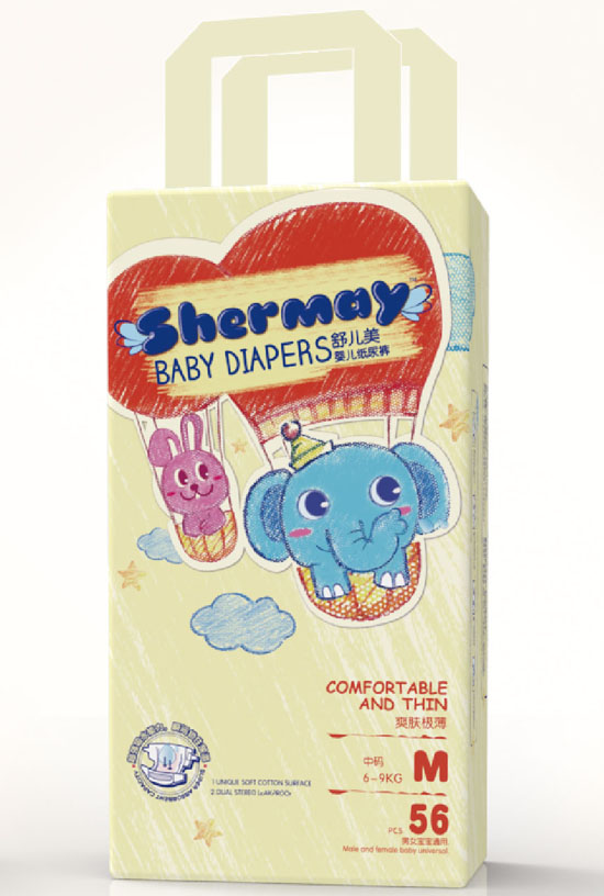 舒兒美爽膚極薄嬰兒紙尿褲M碼56片
