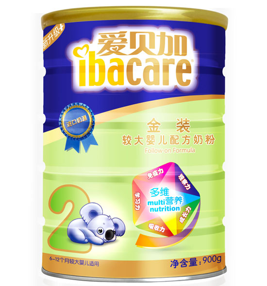 愛(ài)貝加金裝較大嬰兒配方奶粉罐裝2段
