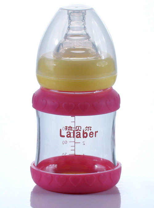 拉貝爾5安士寬口徑連紅色感溫保護(hù)環(huán)玻璃奶瓶