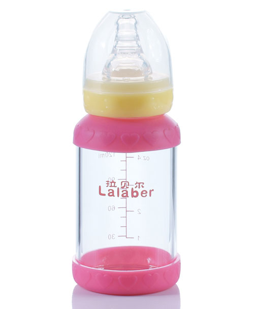 拉貝爾4安士標(biāo)準(zhǔn)口徑連紅色感溫保護(hù)環(huán)玻璃奶瓶