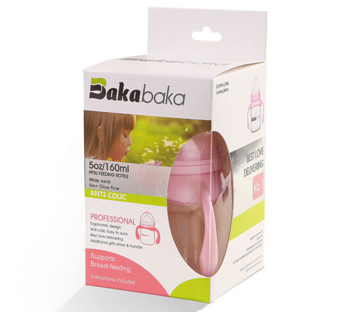 巴卡巴卡寬口徑專(zhuān)業(yè)型玻璃哺乳瓶160ml