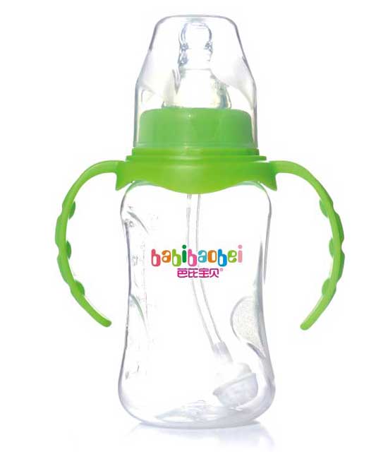 芭芘寶貝標(biāo)口徑雙柄自動(dòng)PP奶瓶綠色150ml