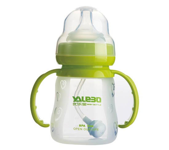 優(yōu)樂寶兩用寬口徑硅膠有柄自動奶瓶150ML