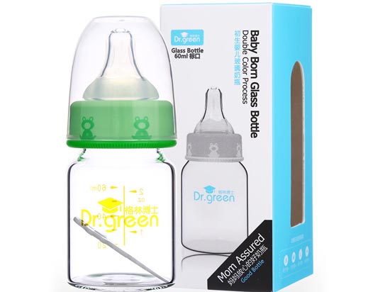 格林博士標口初生嬰兒玻璃奶瓶60ML綠色