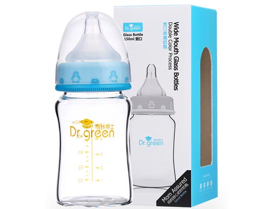 格林博士寬口玻璃奶瓶150ML藍(lán)色