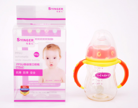 尚嬰兒PPSU自動寬口奶瓶210ML黃底粉蓋