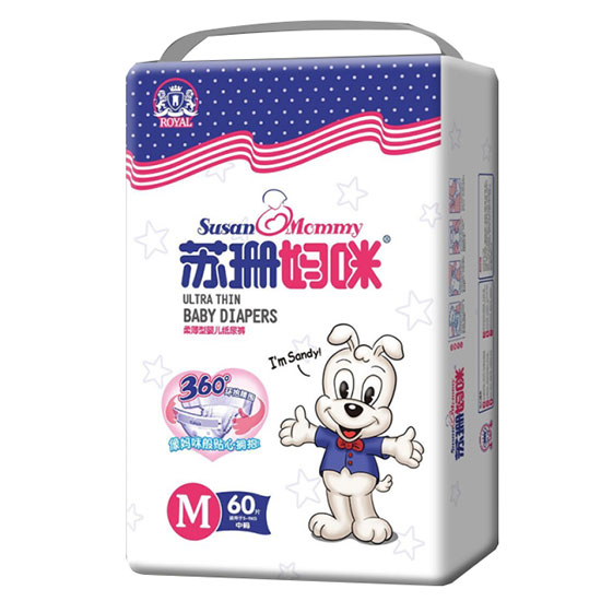 蘇珊媽咪柔薄型嬰兒紙尿褲M(mǎn)60片