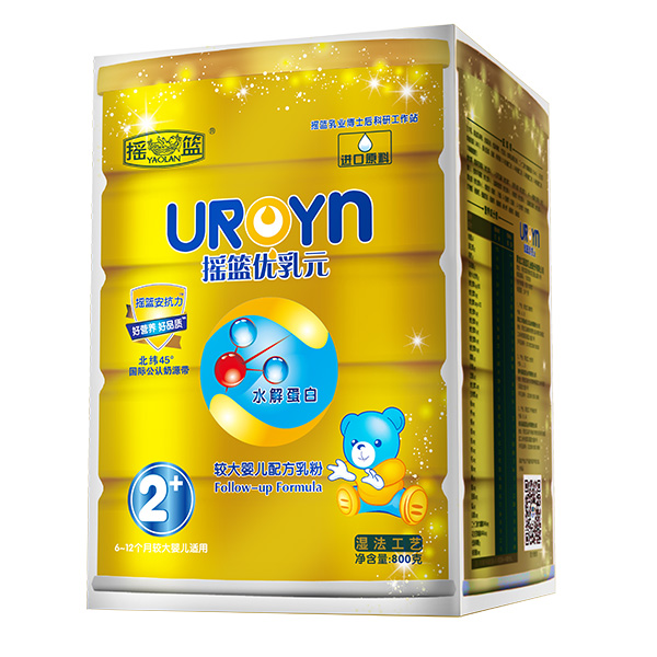 搖籃優(yōu)乳元較大嬰兒配方乳粉2段聽外盒