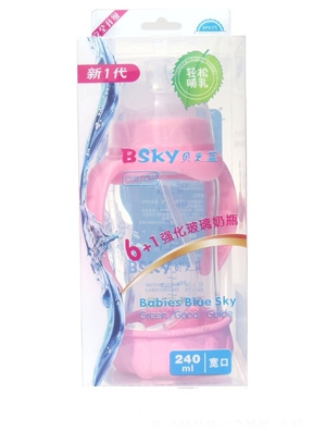 貝之藍6+1寬口強化玻璃奶瓶250ml金黃